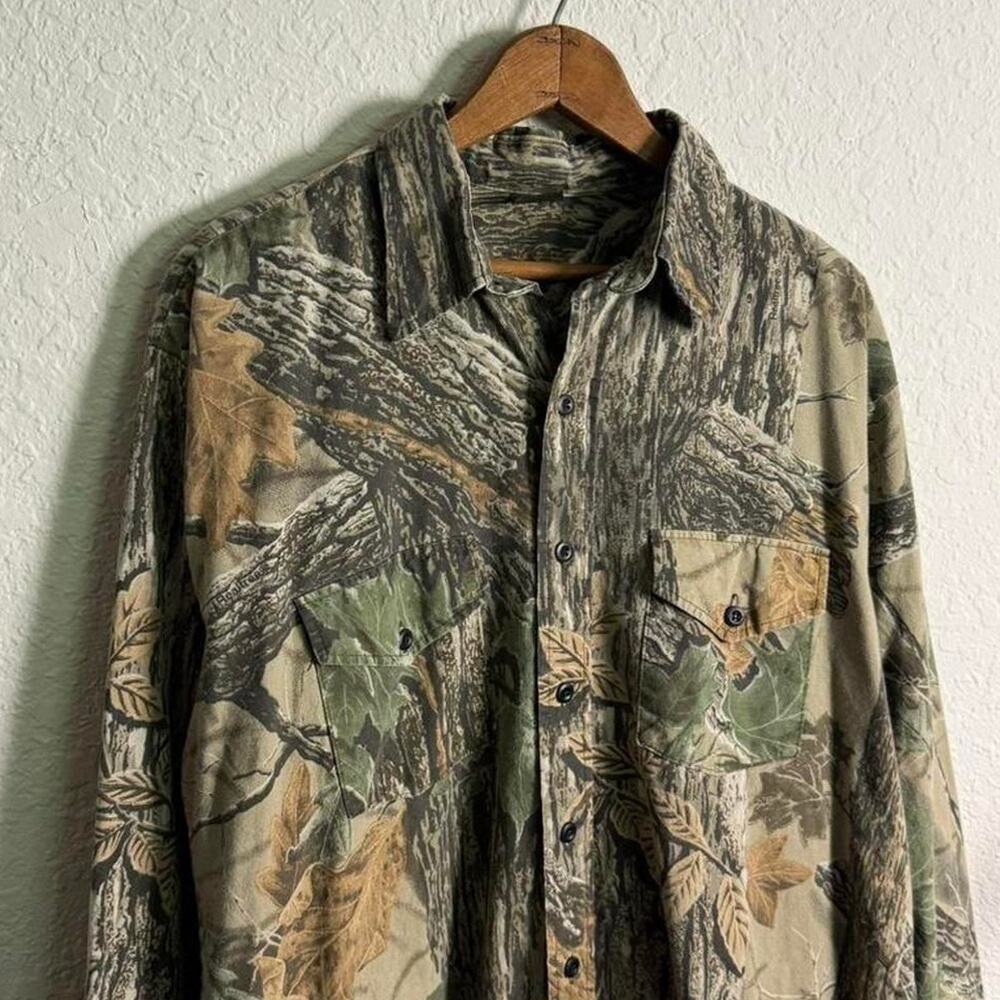 Vintage Camouflage Men's L Button Up Outdoors Hunting